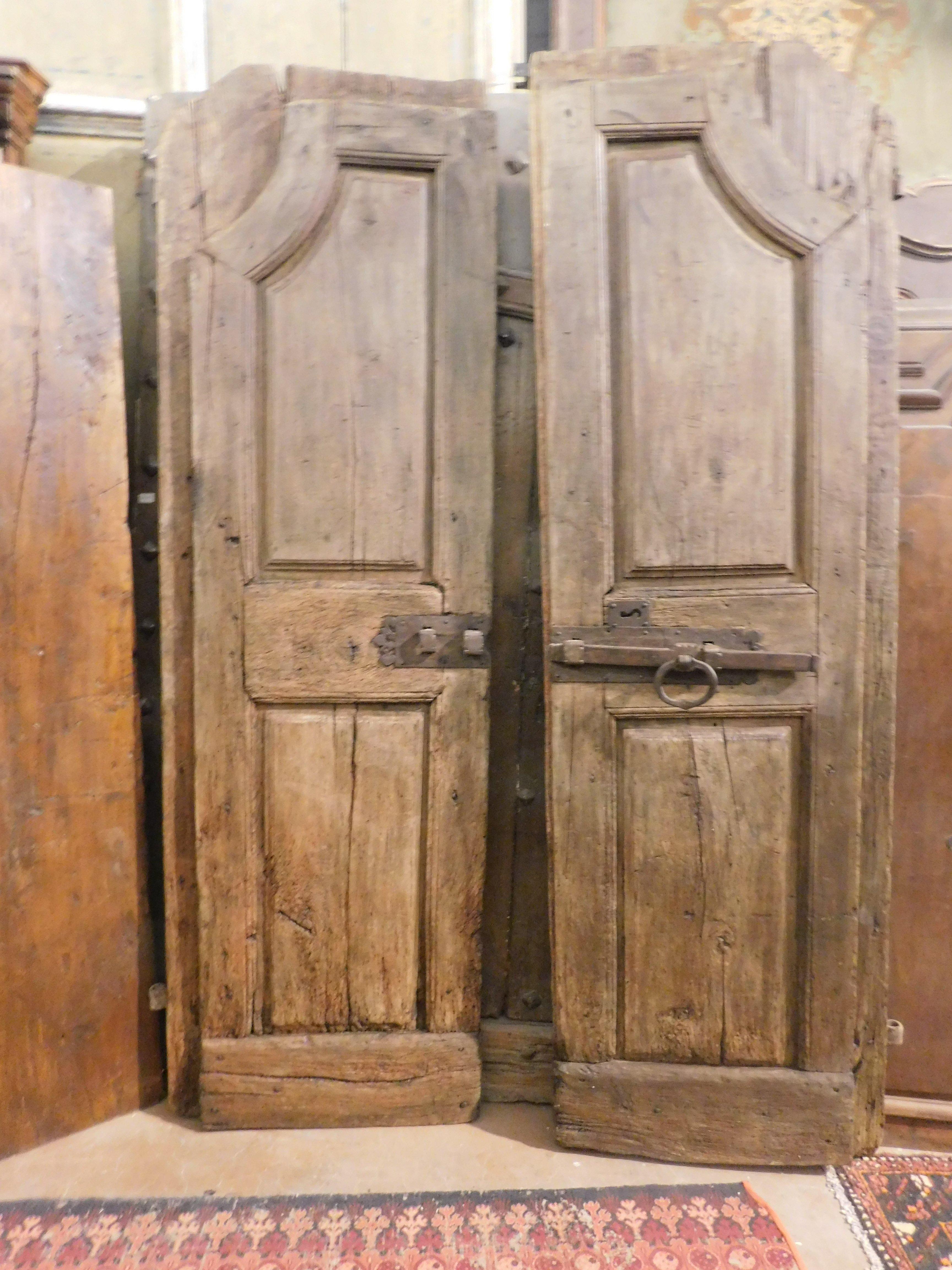 Hand-Carved Antique Arched Walnut Door, Carved in the 18th Century, Italy For Sale