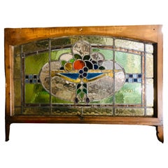 Ventana arqueada antigua c/ Cornucopia 40" x 29" (40" x 29")