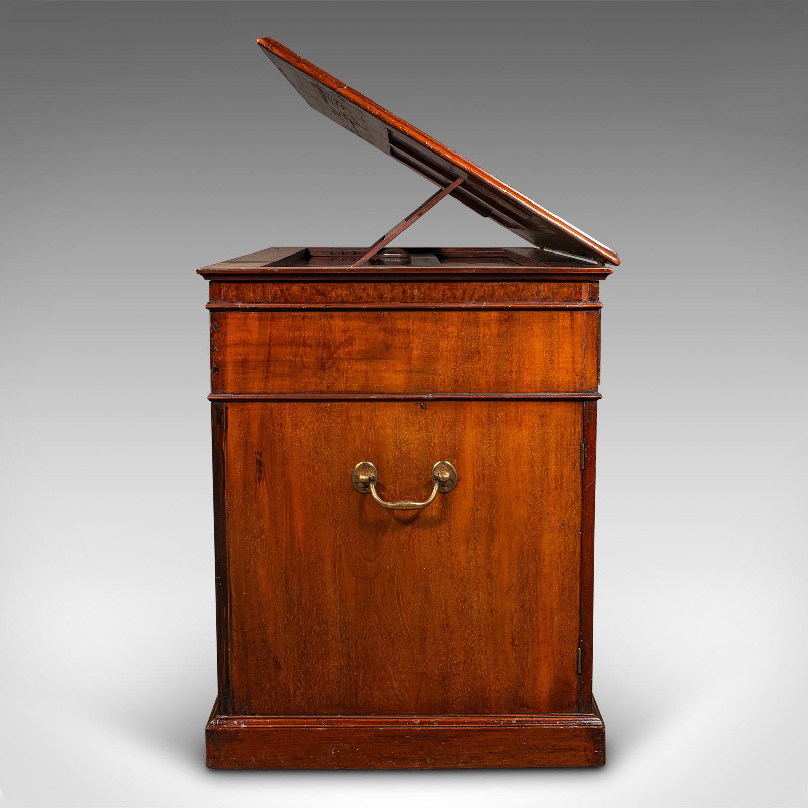 Leather Antique Architect's Desk, English, Adjustable, Draughtsman, Pedestal, Georgian For Sale