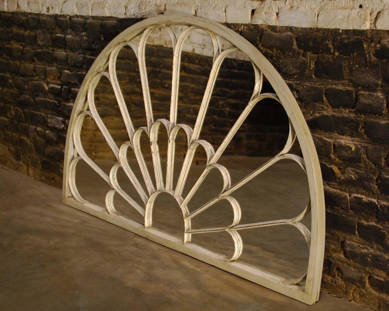 Antique Architectual Arched Top Window Fanlight Mirror Conversion For