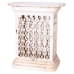 Antique Architectural Cast Iron Marble Top Garden Table, Circa 1890 Antique Architectural Cast Iron Marble Top Garden Table, Circa 1890