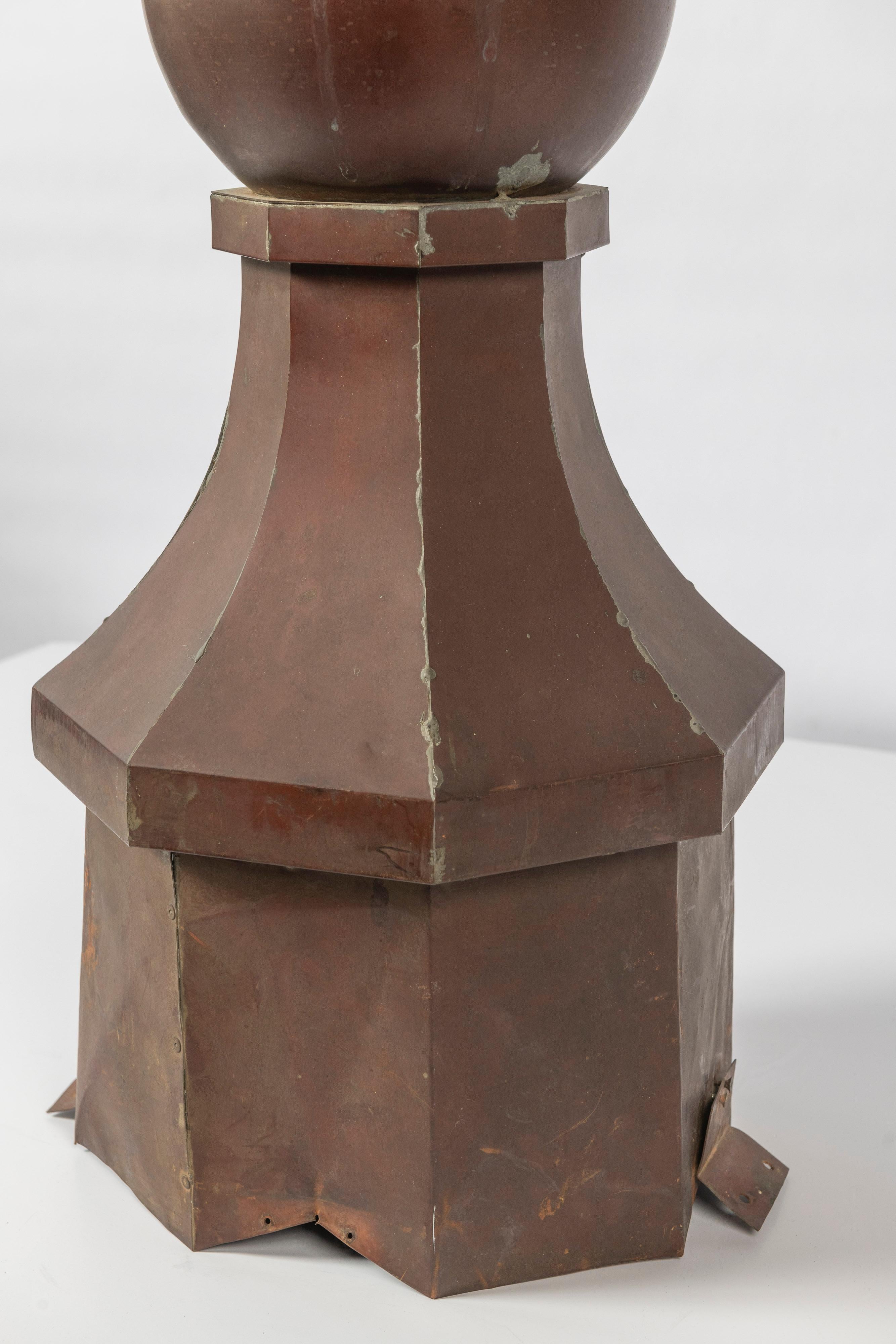 American Antique Architectural Copper Spire with Hexagonal Base
