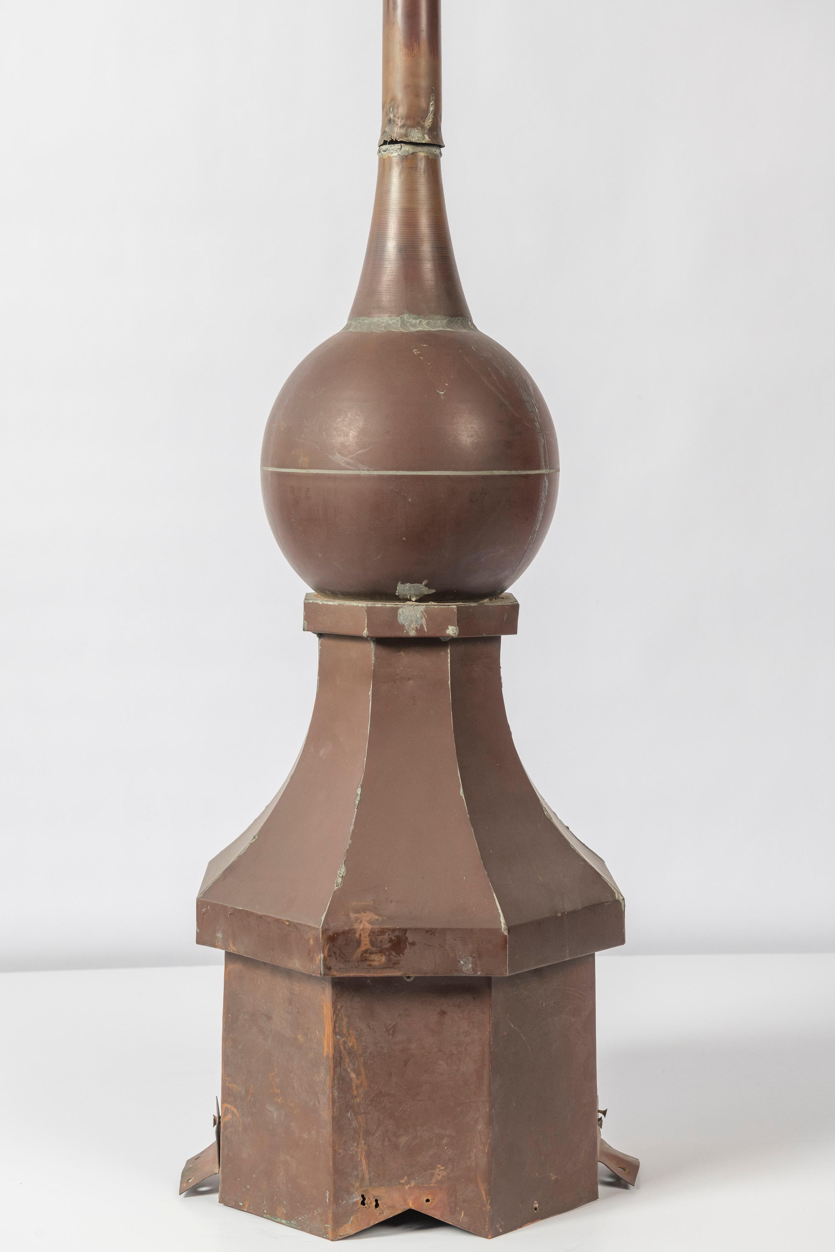 20th Century Antique Architectural Copper Spire with Hexagonal Base