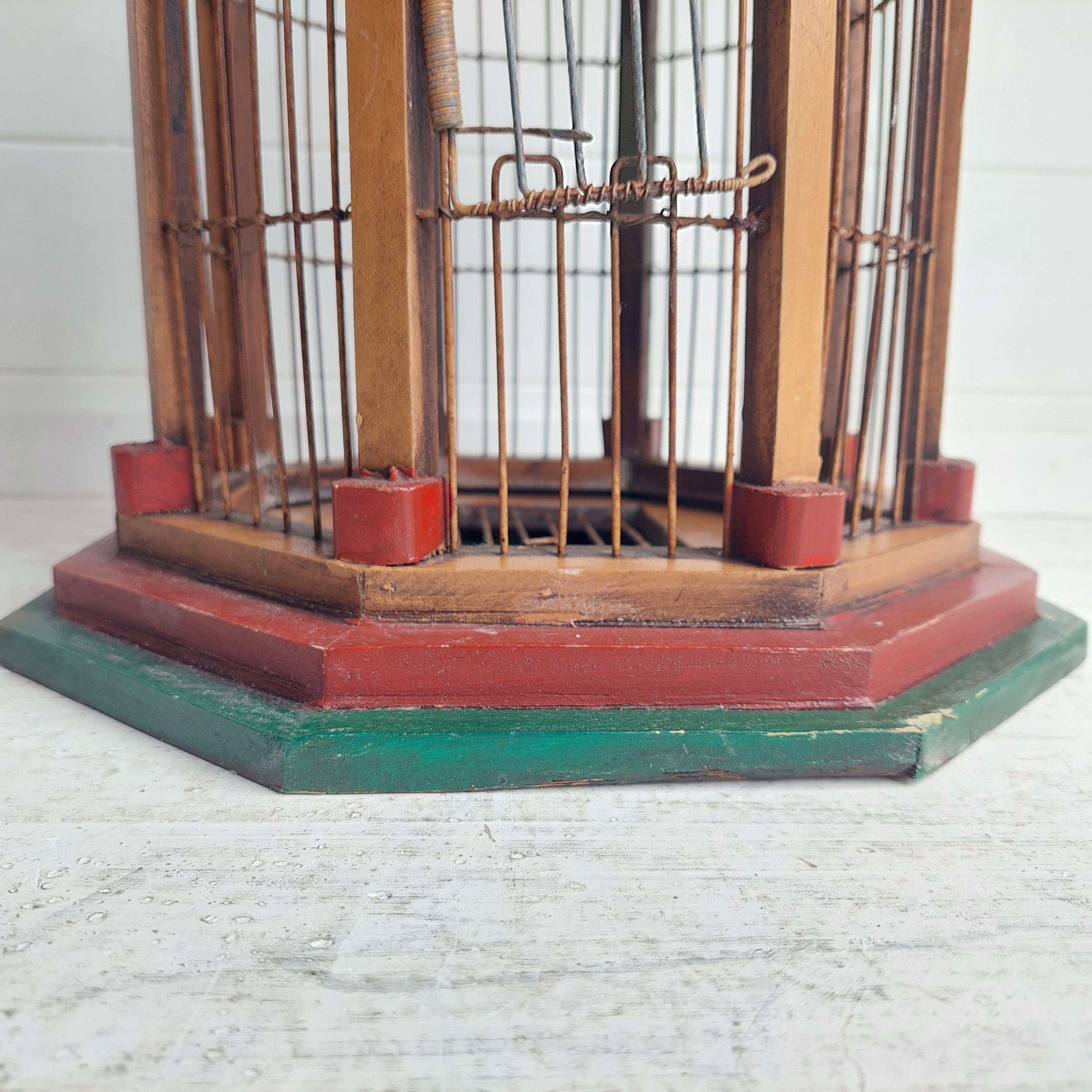 Antique  Architectural Dome Painted Bird Cage, Victorian Style 1