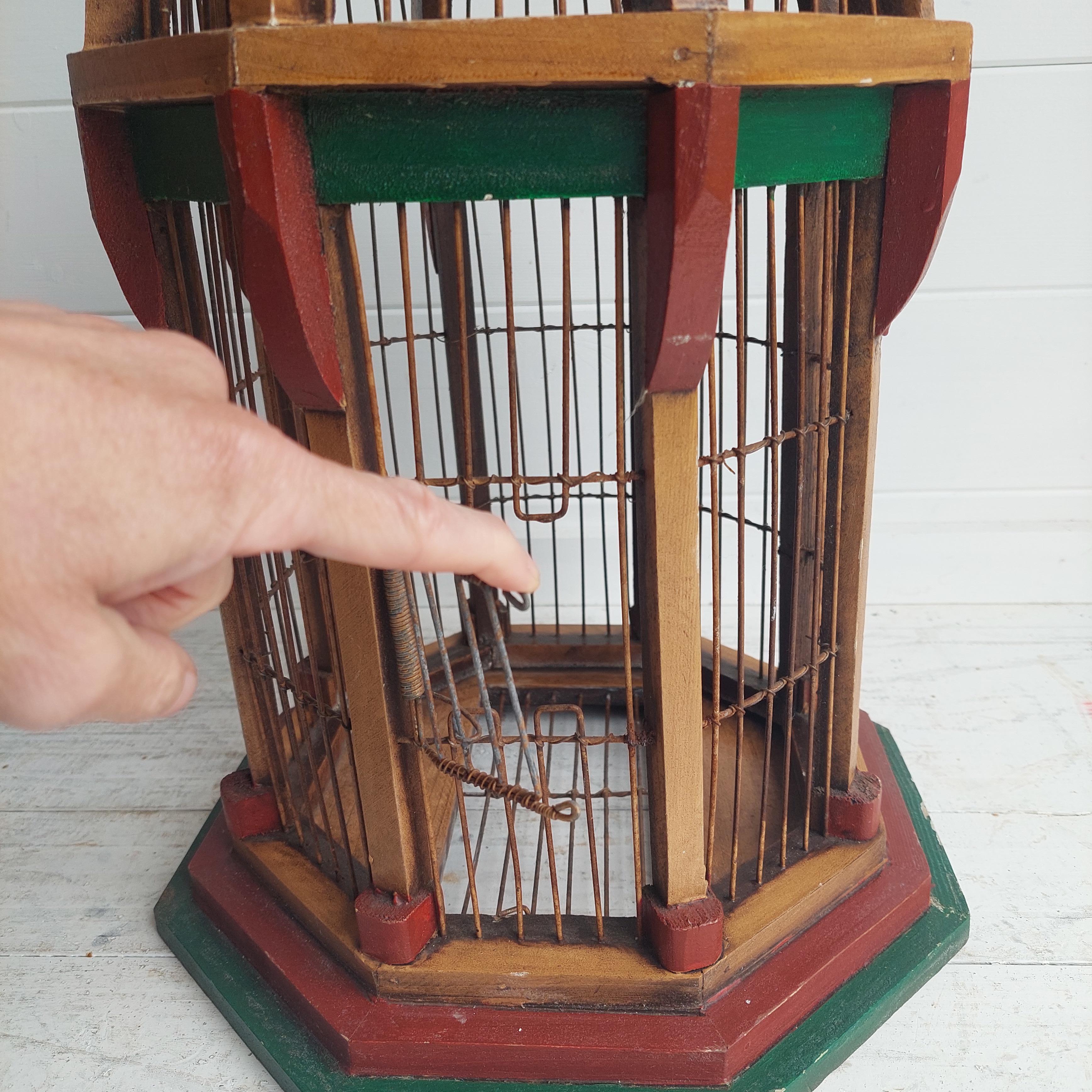 Antique  Architectural Dome Painted Bird Cage, Victorian Style 2