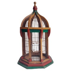 Antique  Architectural Dome Painted Bird Cage, Victorian Style