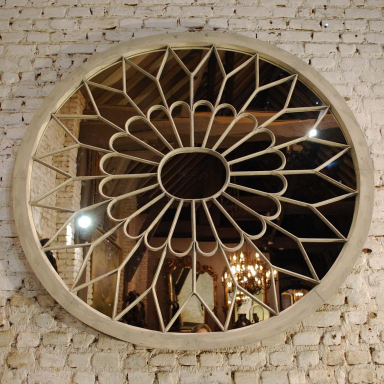 Antique Architectural Double Arched Top Window Fanlight Mirror