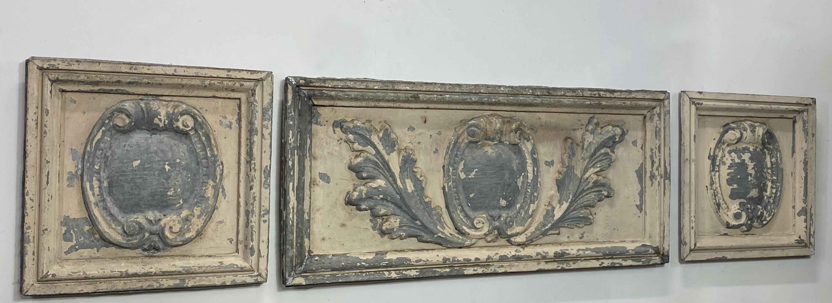 Antique Architectural Element Tin Panels Wall Art, Late 19th Century 1
