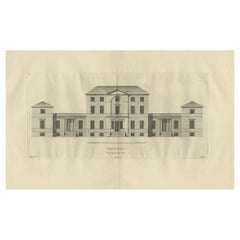 Antico prospetto architettonico di Sandon Hall, Staffordshire, Inghilterra, 1770 ca.