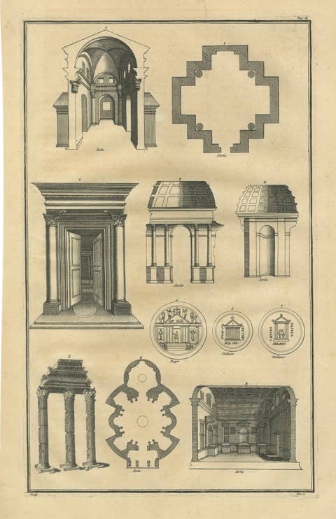 Antique Architectural Engraving by Serlio from Montfaucon, Paris 1721