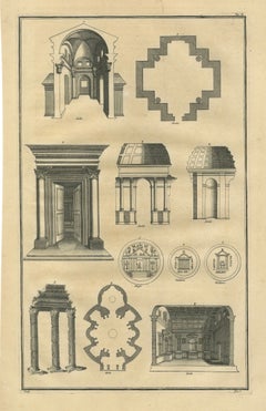 Antique Architectural Engraving by Serlio from Montfaucon, Paris 1721