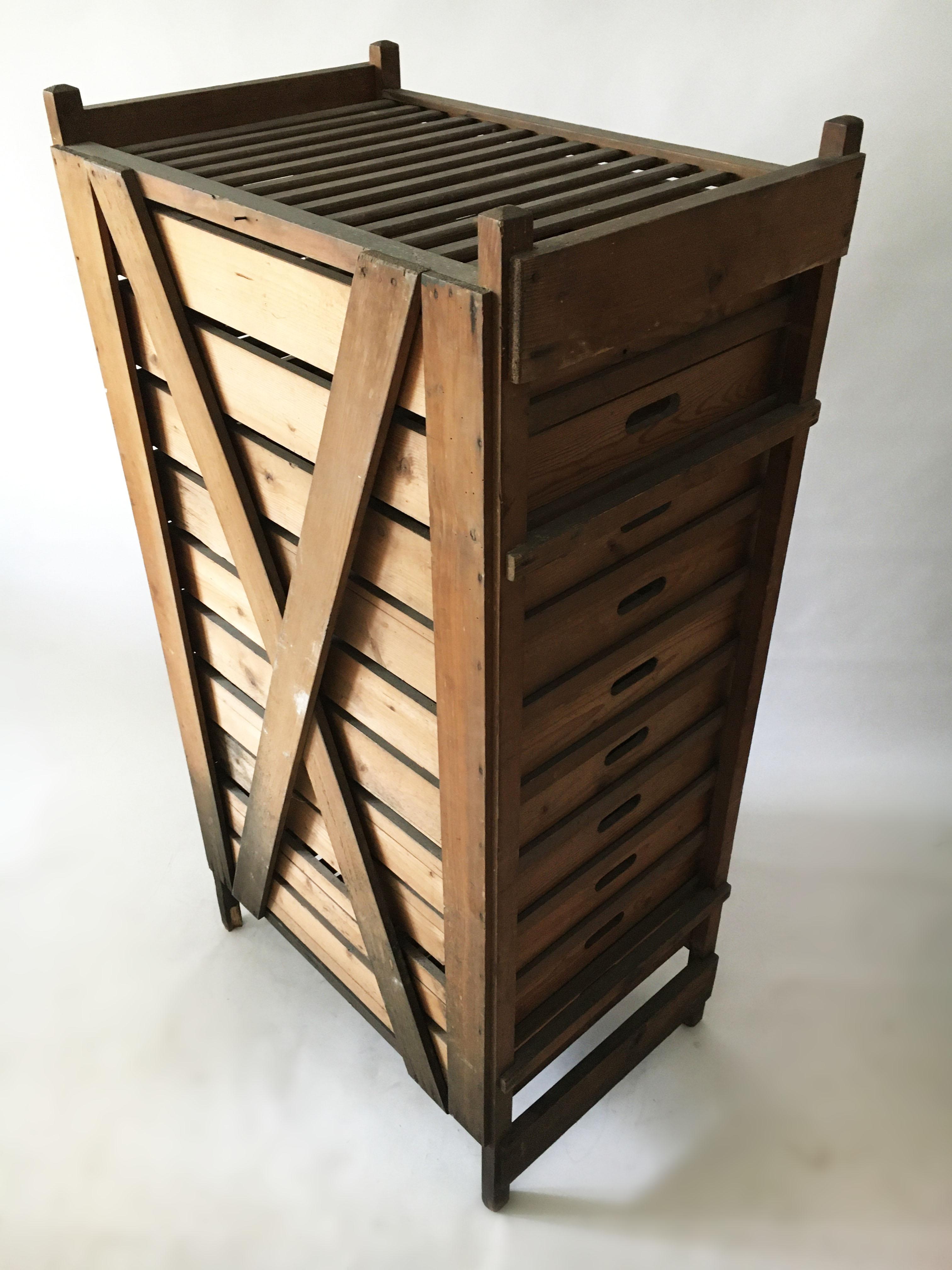 Primitive Modern Architectural Fruit Drying Cabinet, France 1920s In Good Condition In Vienna, AT