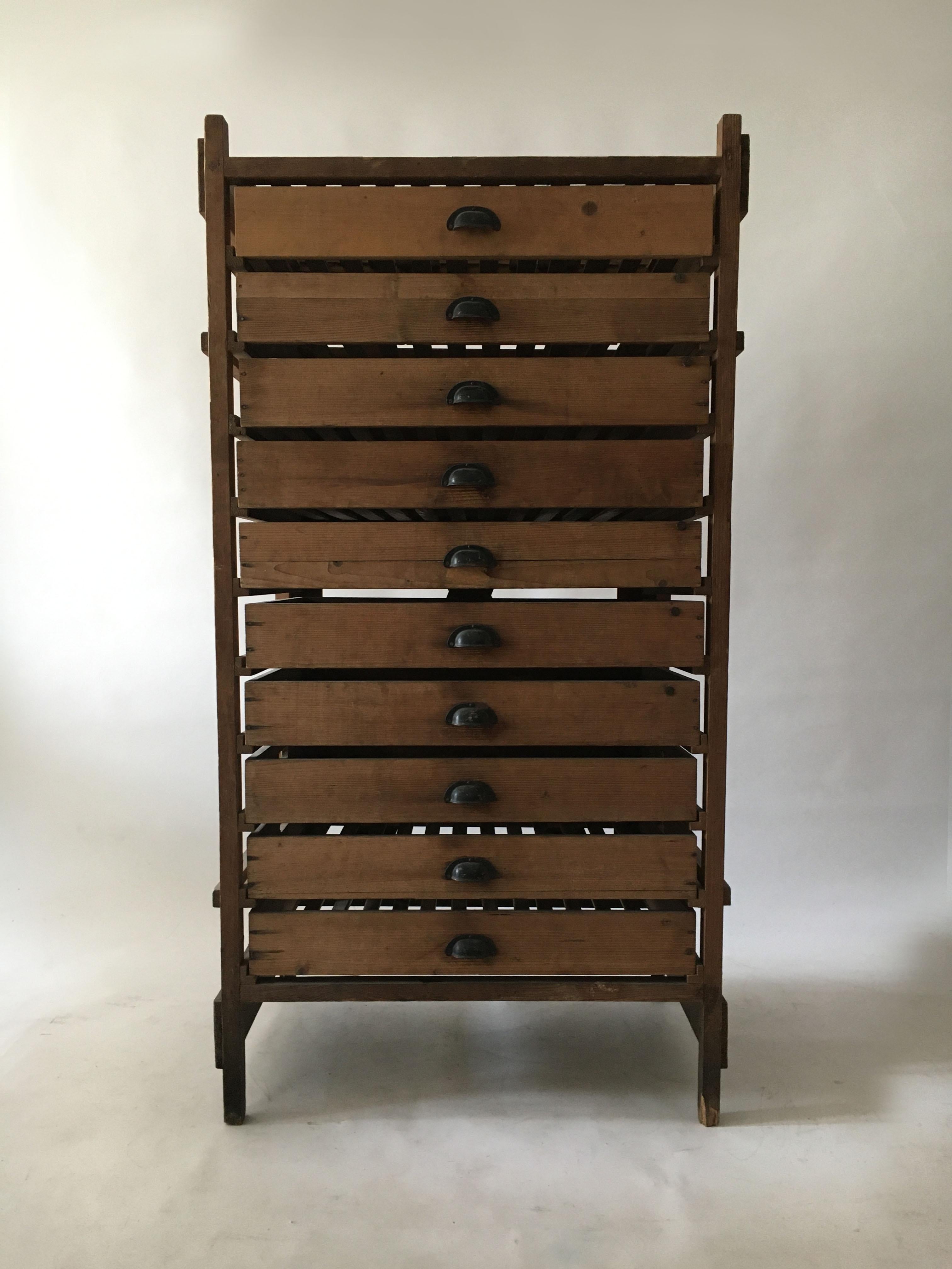 Early 20th Century Primitive Modern Architectural Fruit Drying Cabinet, France 1920s