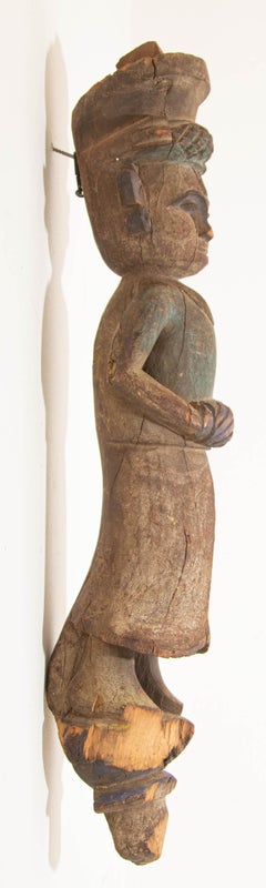 Antique Architectural Hand Carved Wood Temple Sculpture from India