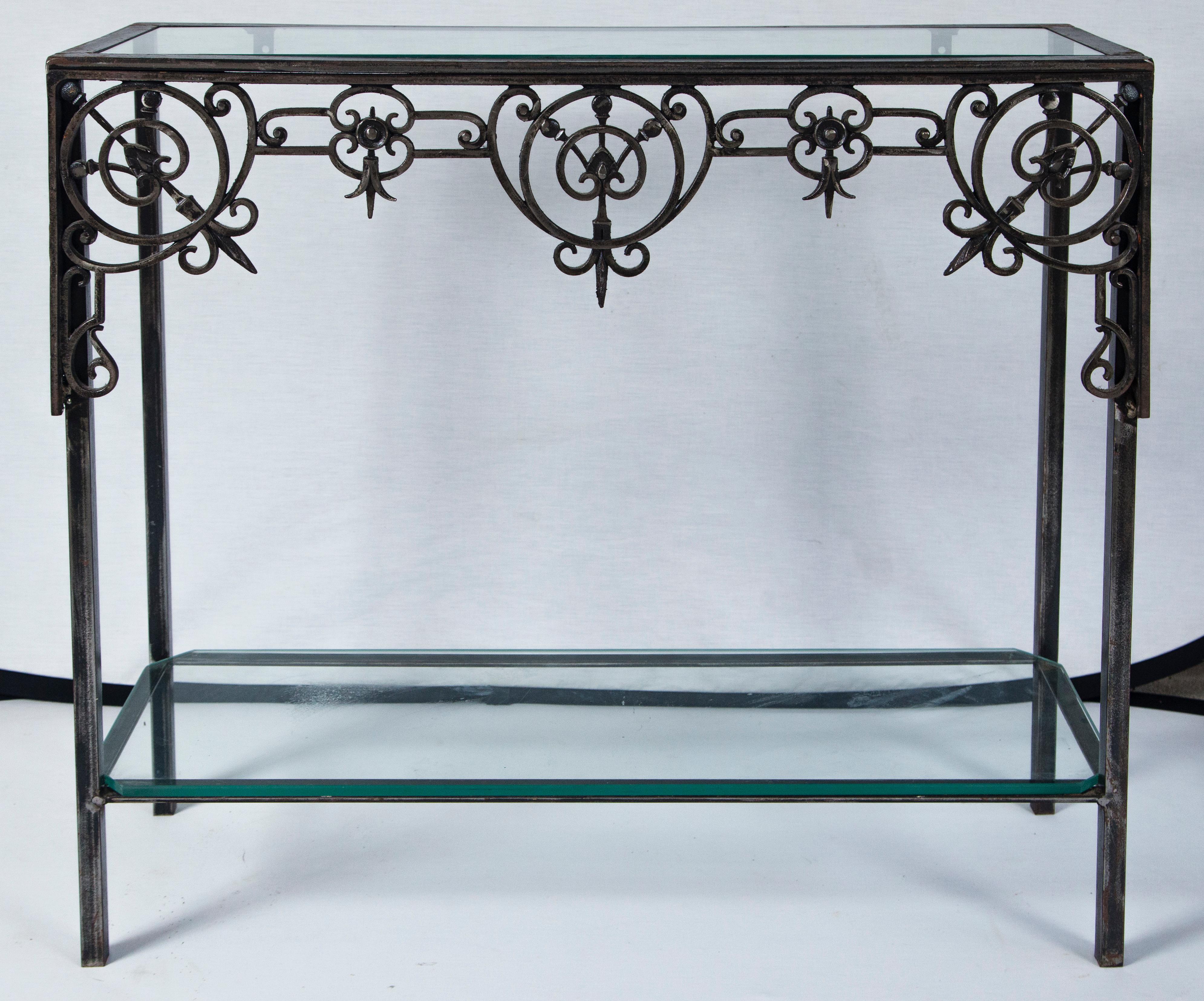 French Antique Architectural Iron Custom Console Table, France For Sale
