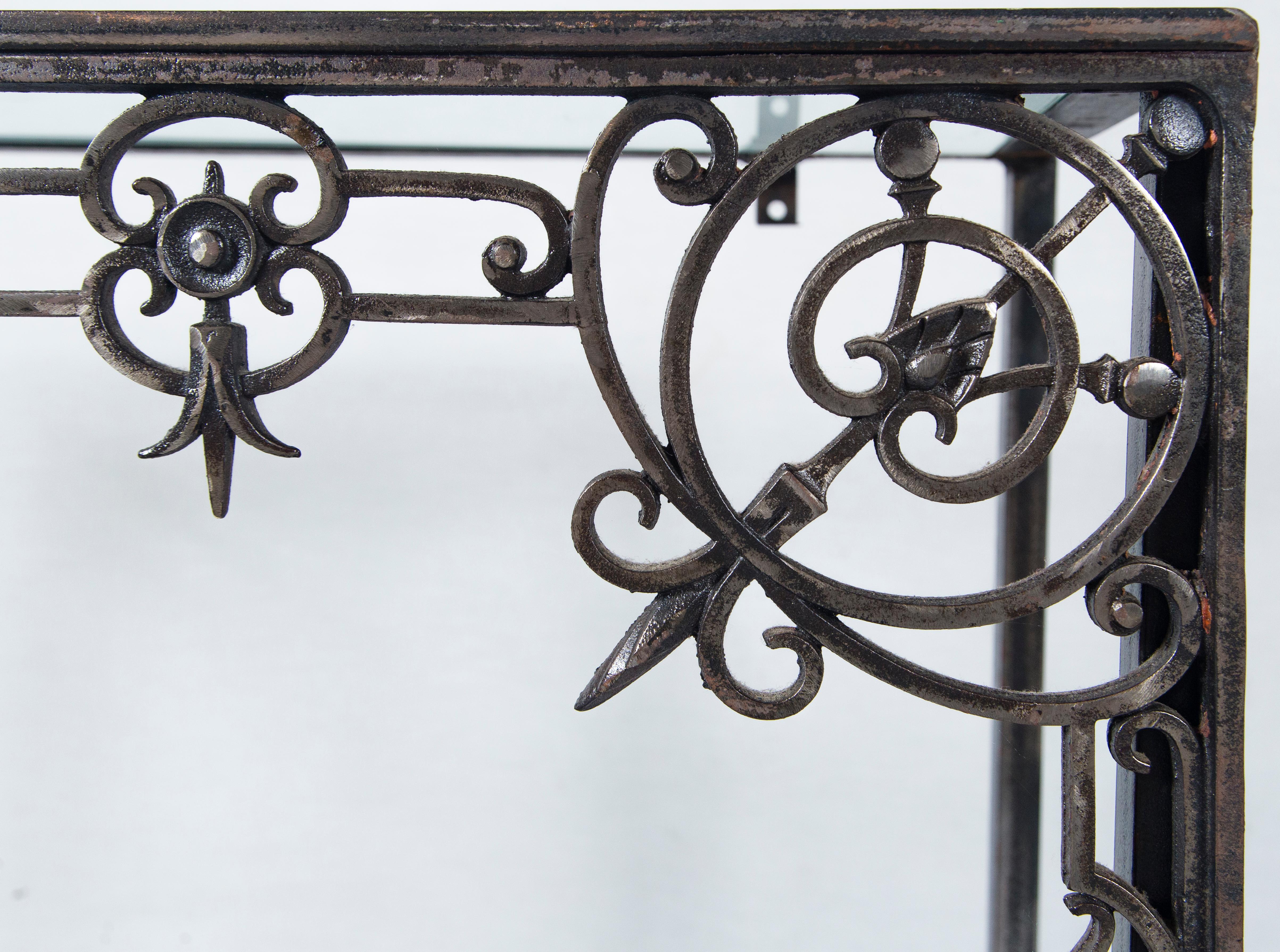 Antique Architectural Iron Custom Console Table, France In Good Condition For Sale In Chappaqua, NY