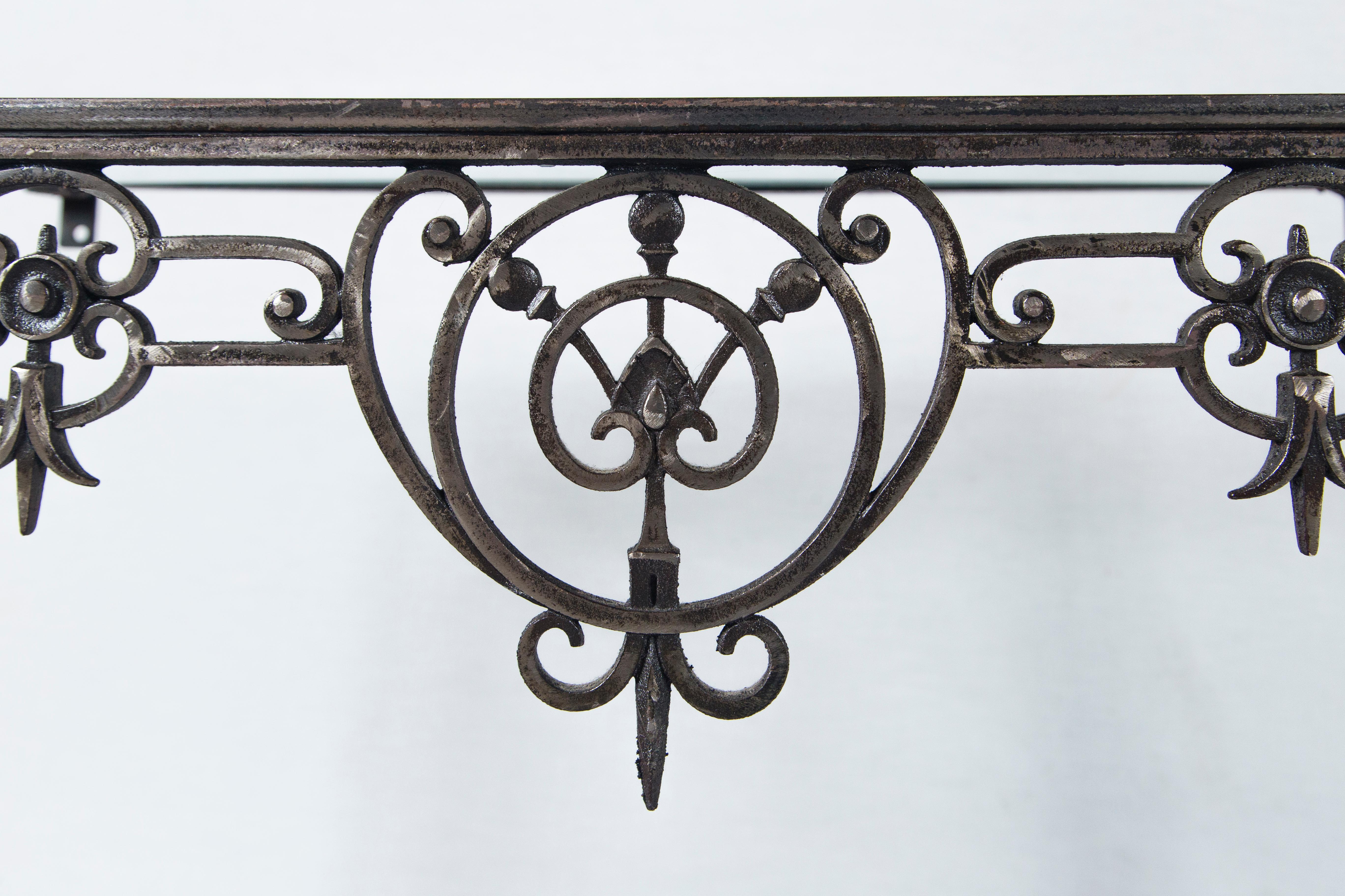 Late 20th Century Antique Architectural Iron Custom Console Table, France For Sale