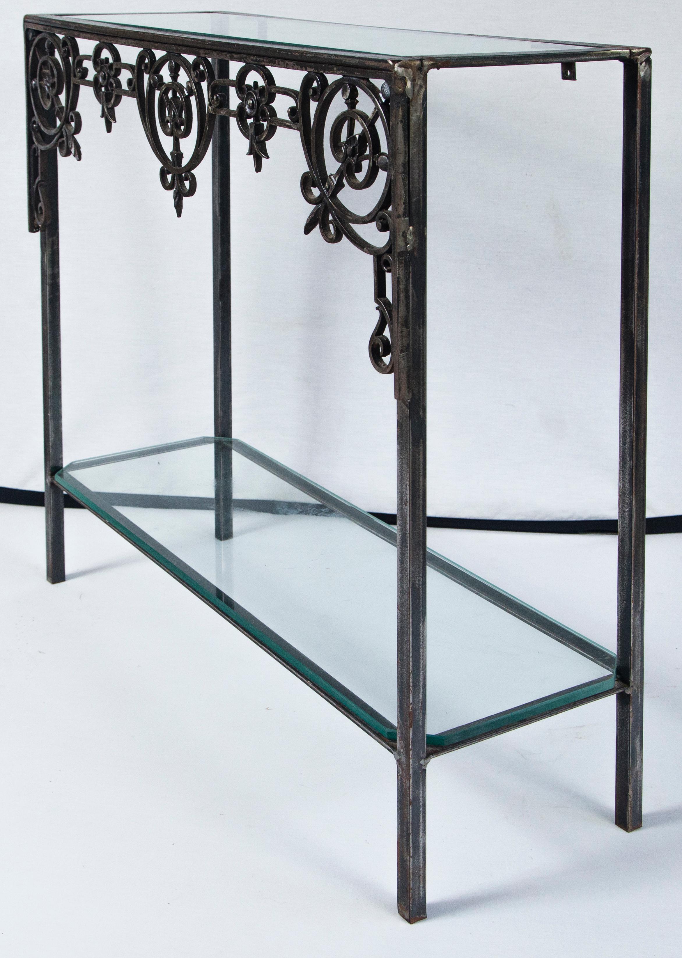 Antique Architectural Iron Custom Console Table, France For Sale 2