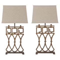 Antique Architectural Iron Lamps-Pair