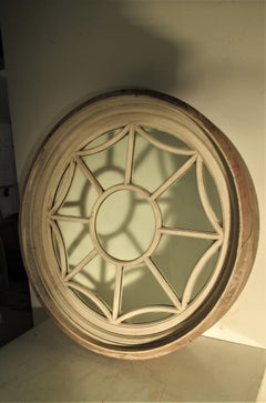 Antique Architectural Large Round Spider Web Window Mirror