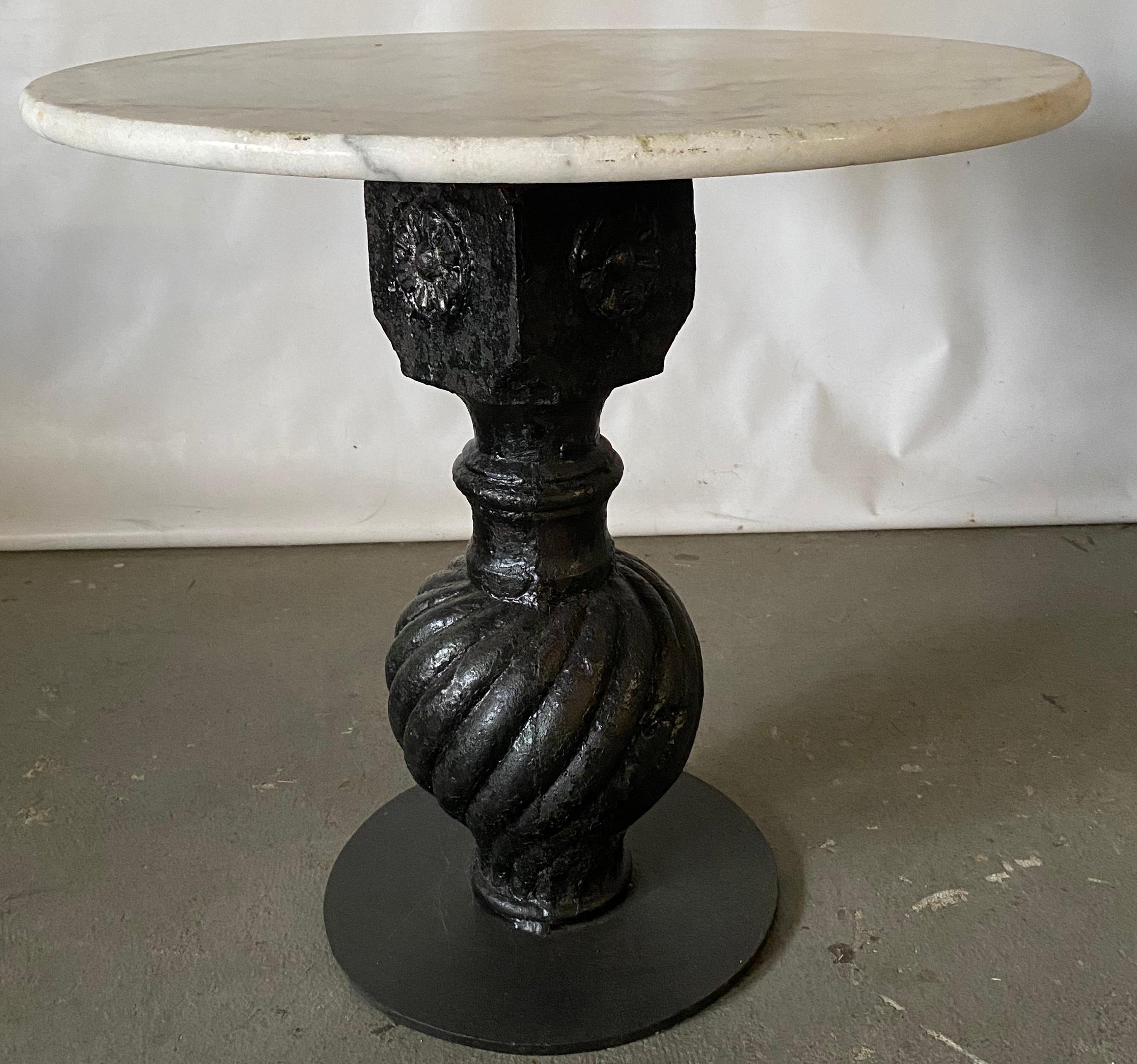 Antique Architectural Pedestal Side Table with Marble Top at 1stDibs ...