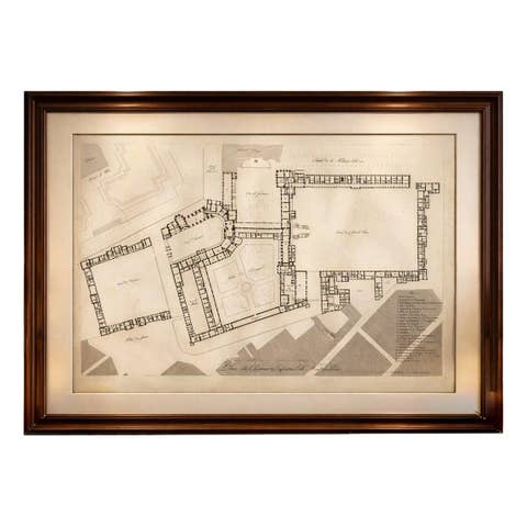 Antique Architectural Plan of Château de Fontainebleau, Napoleon Residence, 1803