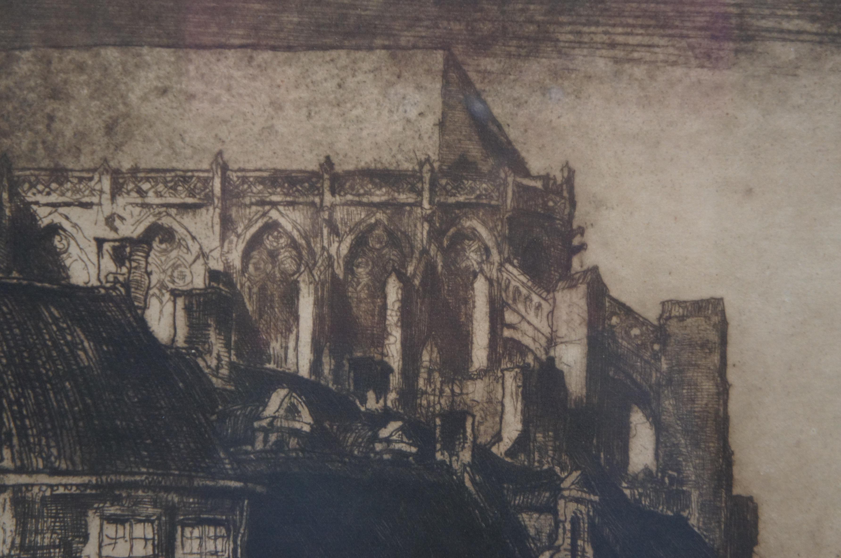 Gravure ancienne d'un paysage de cathédrale de cathédrale d'après Frank Brangwyn, Press Architectural en vente 4