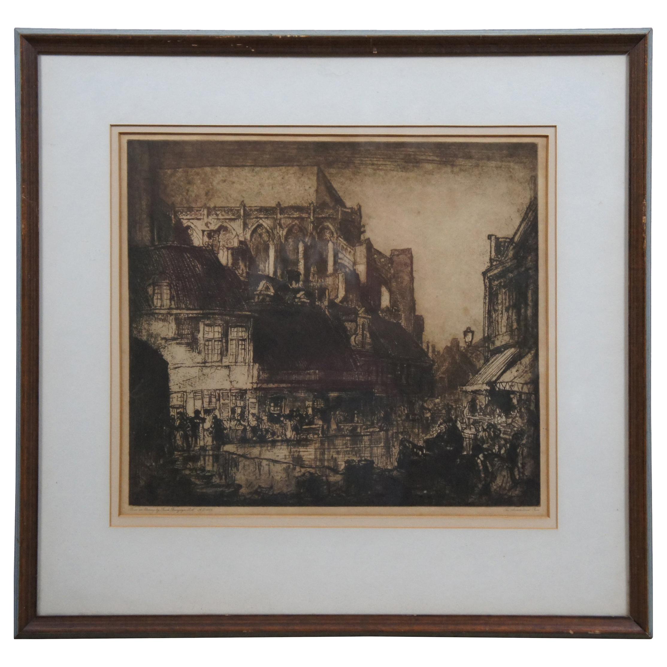 Antique Architectural Press Cathedral Cityscape Etching After Frank Brangwyn For Sale