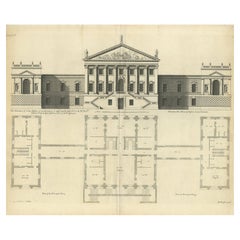 Antiker antiker architektonischer Druck eines neuen Entwurfs für Robert Walpole, England, 1725