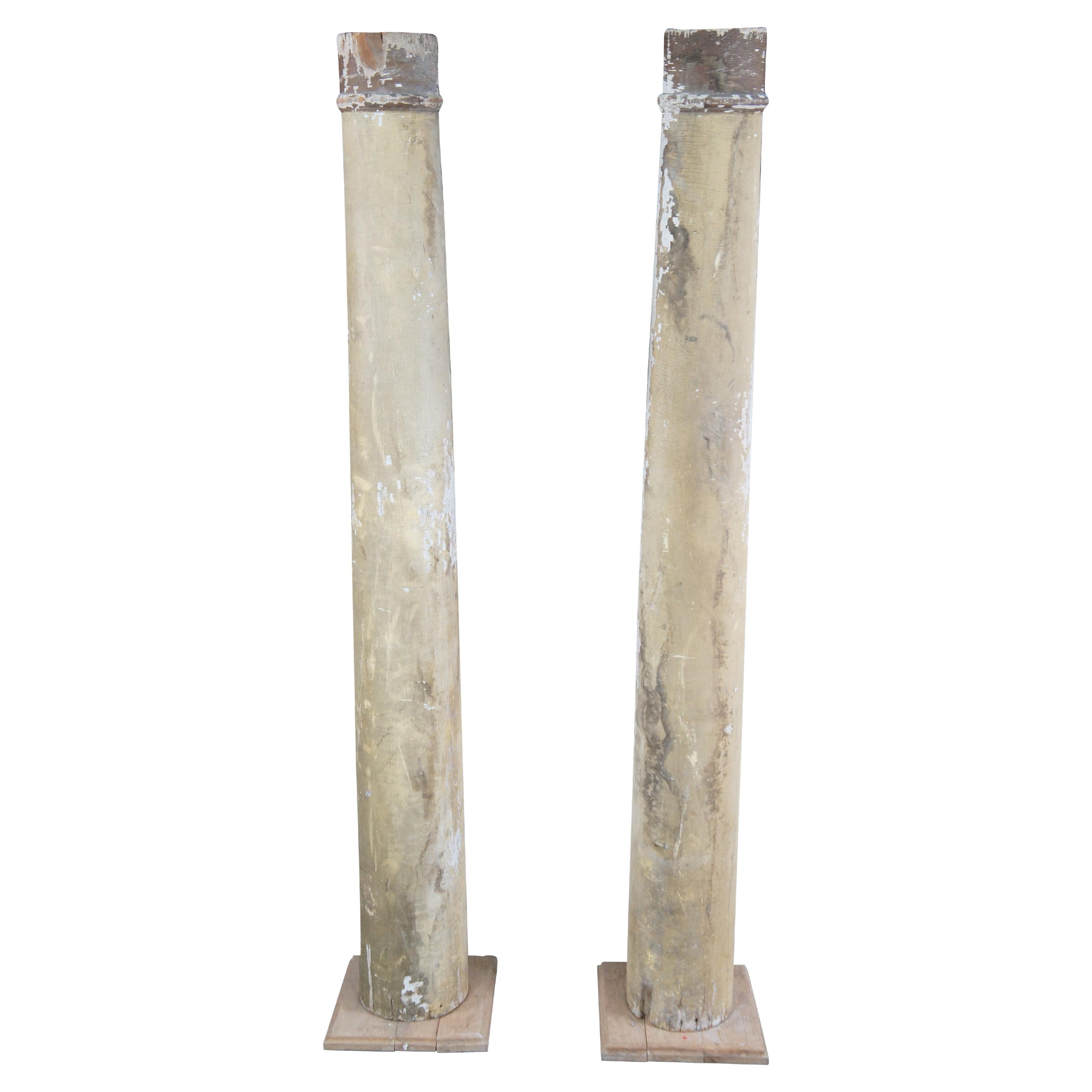 Columnas Decorativas Antiguas Arquitectónicas Recuperadas Madera Envejecida 67 en venta