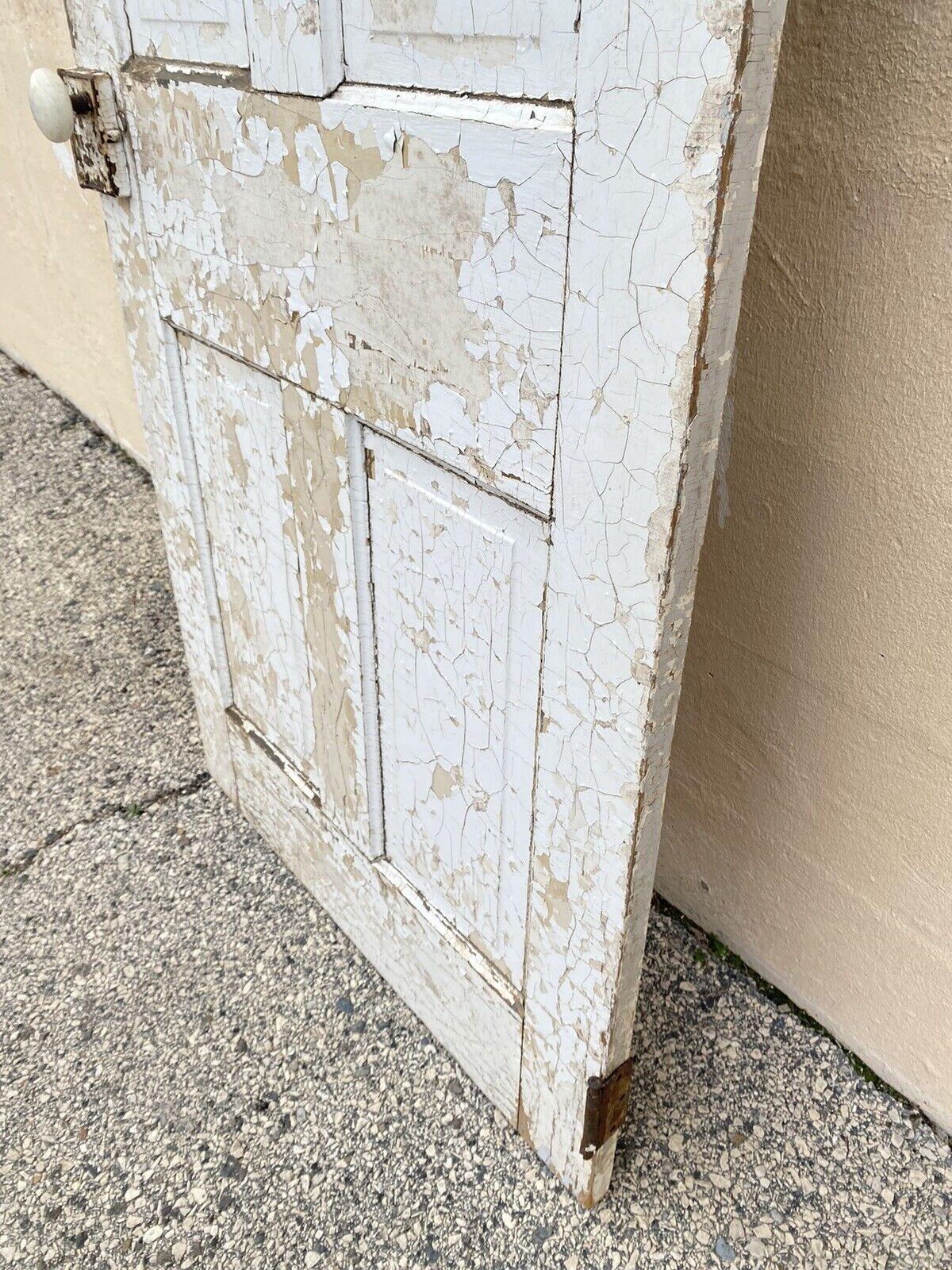 Antique Architectural Salvage Gray White Distress Painted Wooden Interior Door For Sale 6