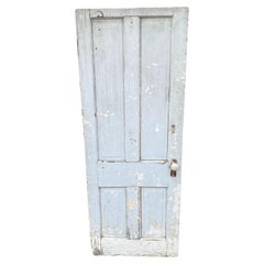 Antique Architectural Salvage Gray White Distress Painted Wooden Interior Door