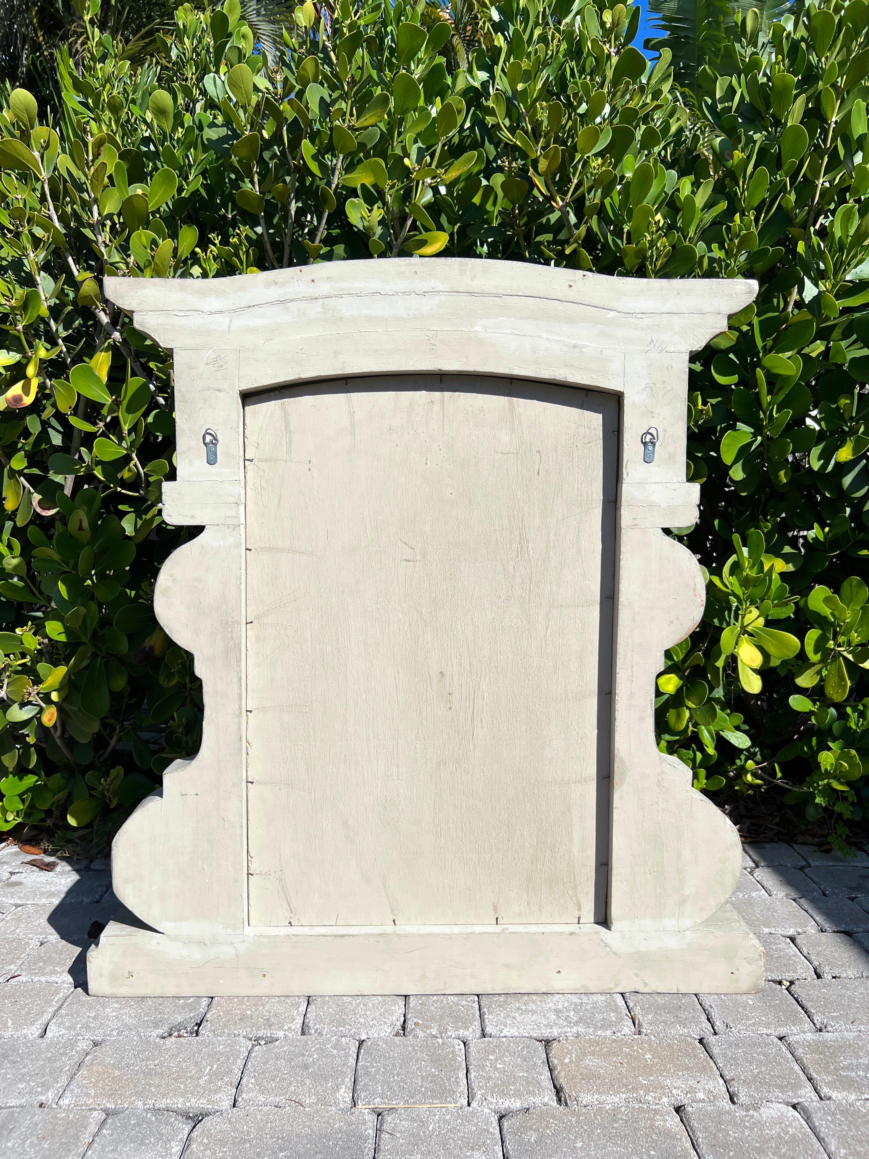 Architectural Salvage Mirror with Grey Whitewash Paint, France, 1930's For Sale 3