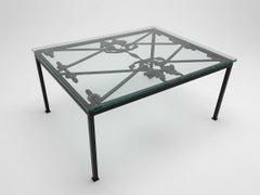 Antique Architectural Salvage Nautical Theme Forged Iron Coffee Table Dragon