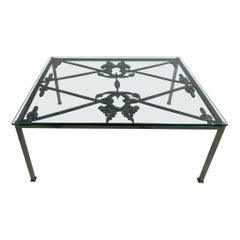 Antique Architectural Salvage Nautical Theme Forged Iron Coffee Table Dragon