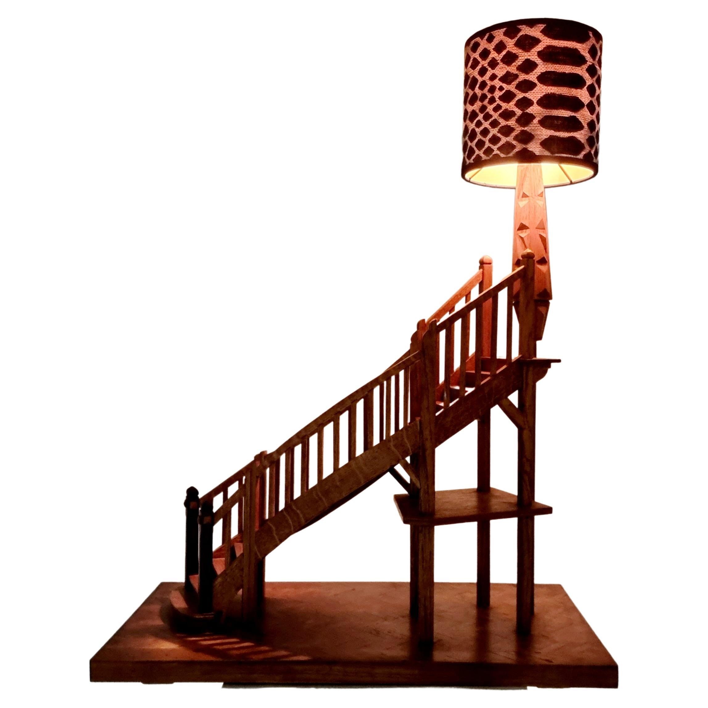 Antique Architectural Staircase Model Lamp, France, 1930s