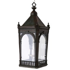Antique Architectural Victorian Period Brass Four-Light Lantern