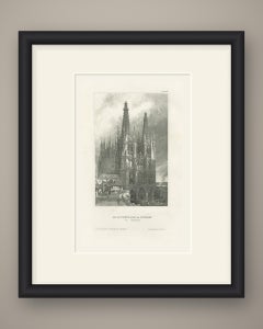 Antique Architectural View of Burgos Cathedral in Spain, circa 1850