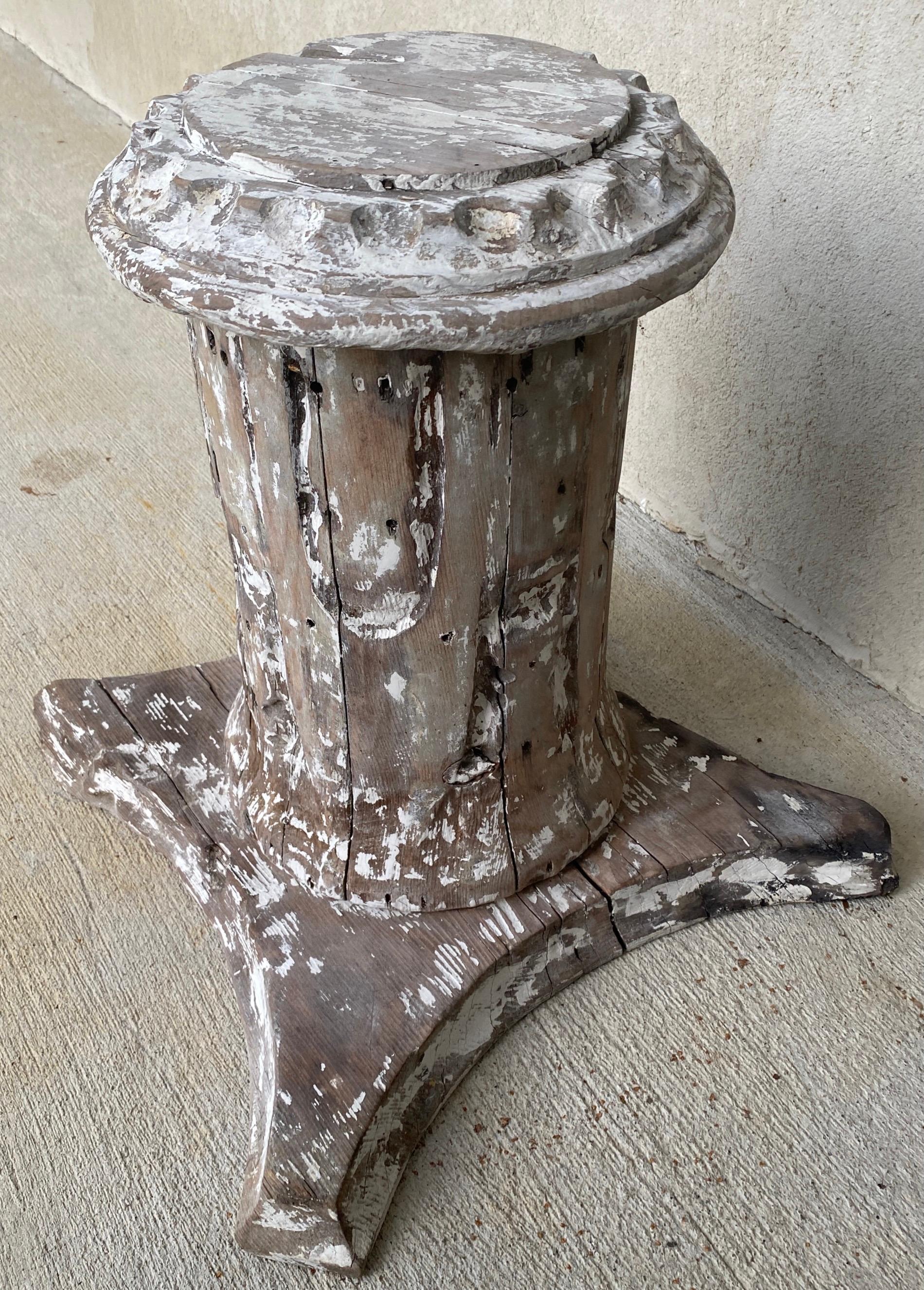 Antique Architectural Wood Pedestal Plinth, 2 Available For Sale 6