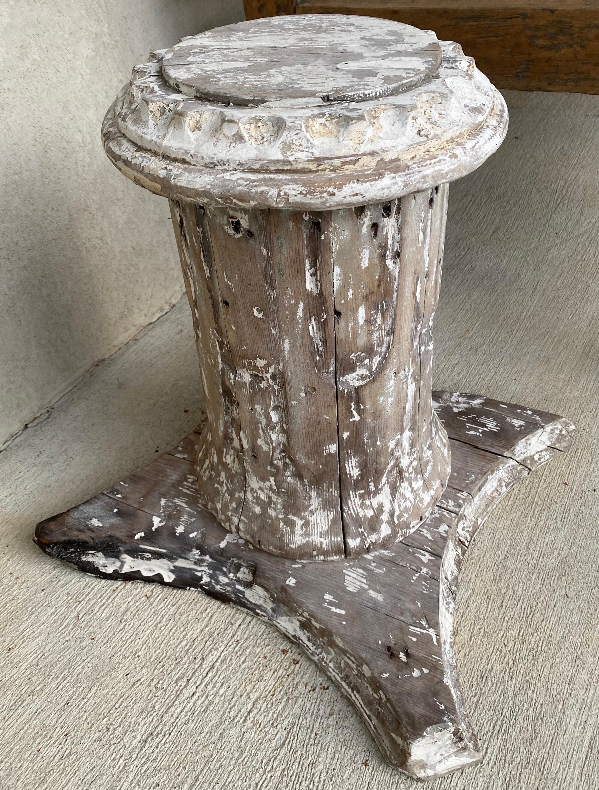Antique Architectural Wood Pedestal Plinth, 2 Available For Sale 8