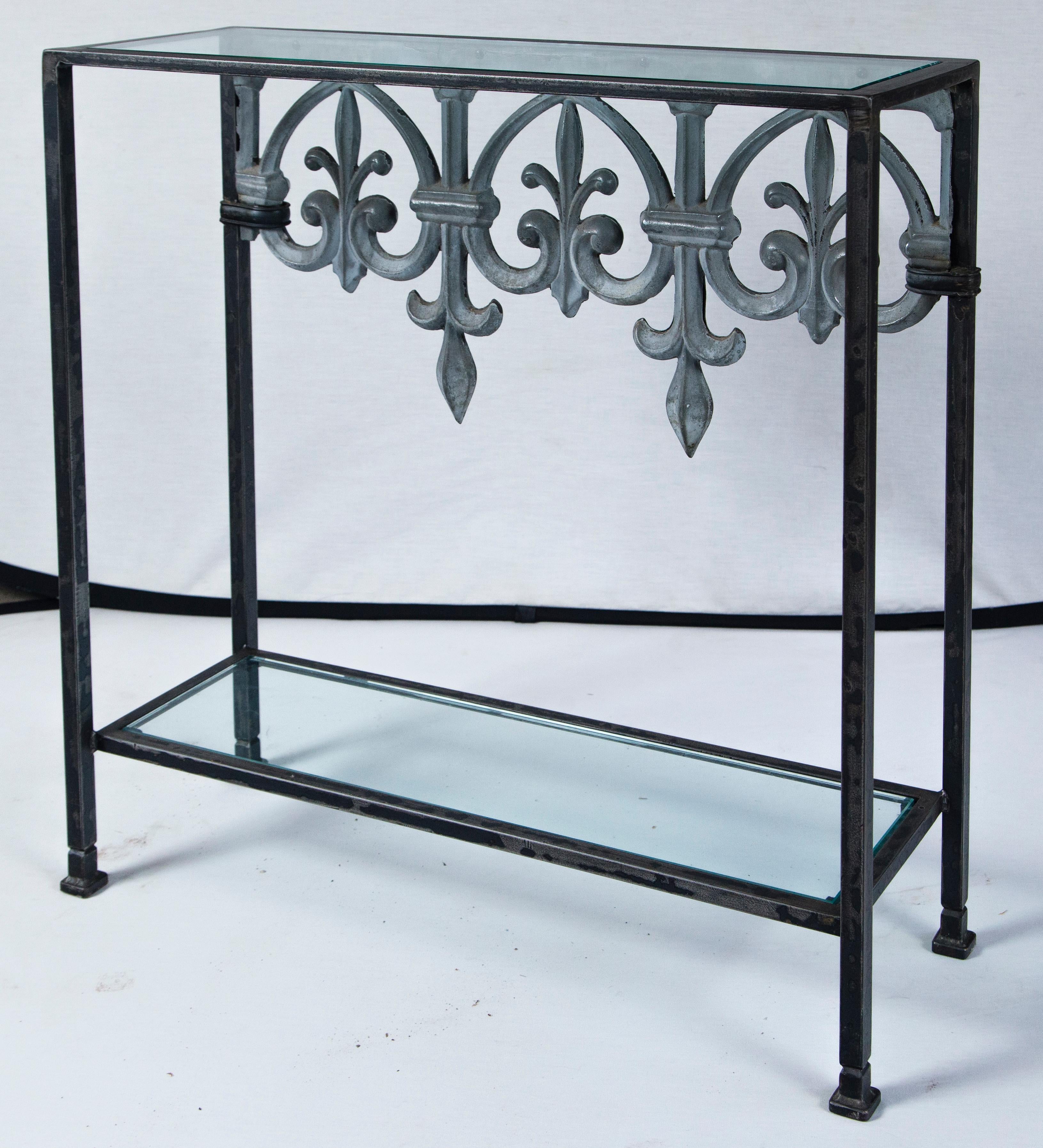 20th Century Antique Architectural Zinc and Iron Custom Console Table, France For Sale