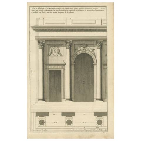 Antique Architecture Print of a Composite Portico by Neufforge, c.1770