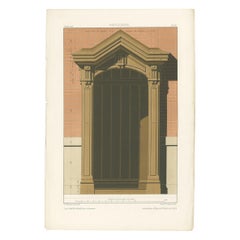 Grabado Original Antiguo de Arquitectura de Carpintería o Ebanistería de Delarue (c.1880)