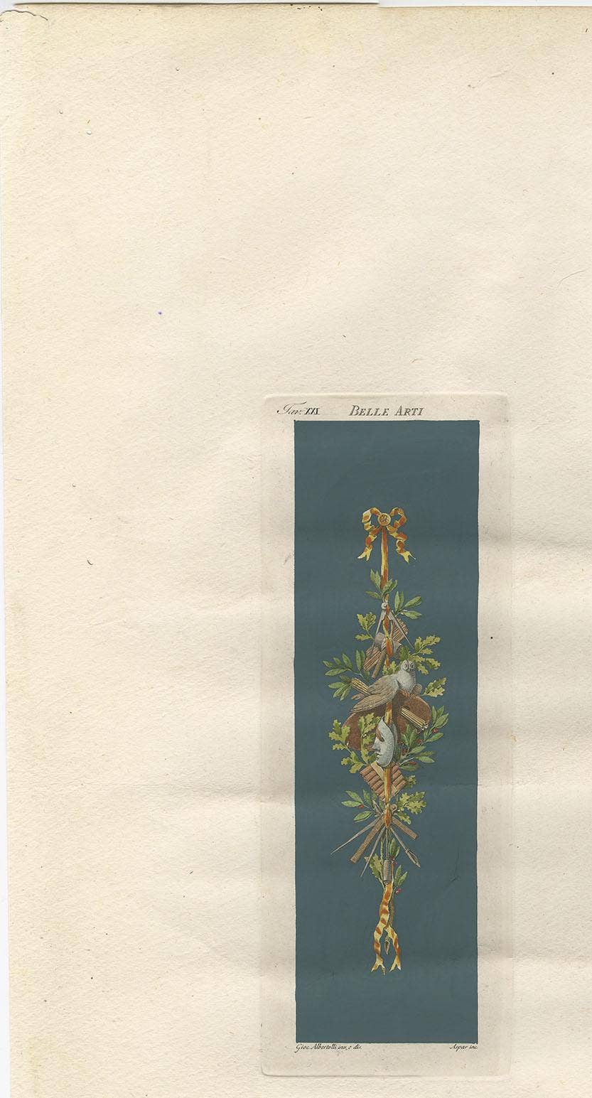 Antique Architecture Print of Ornaments ‘Belle Arti & Scienze’ by Albertolli