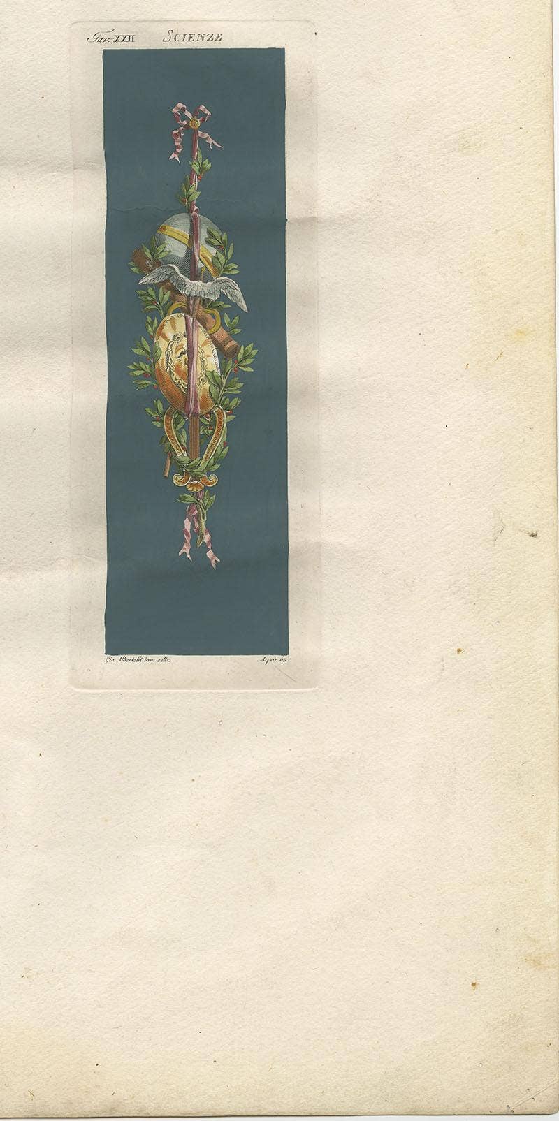 Antique Architecture Print of Ornaments ‘Belle Arti & Scienze’ by Albertolli