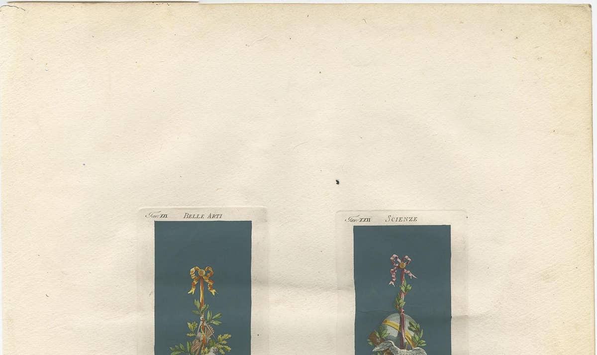 Antique Architecture Print of Ornaments ‘Belle Arti & Scienze’ by Albertolli