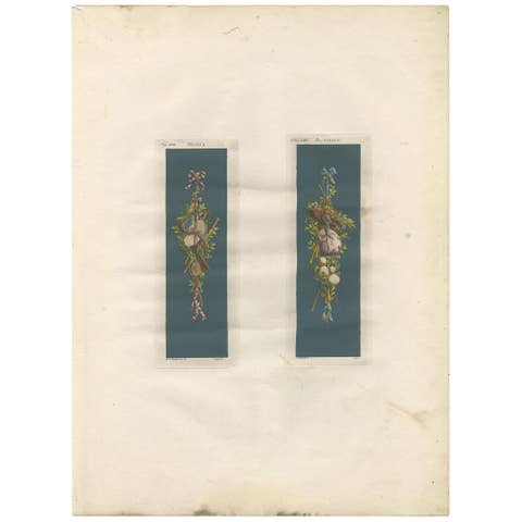 Antique Architecture Print of Ornaments 'Musica & Pastorale' by Albertolli