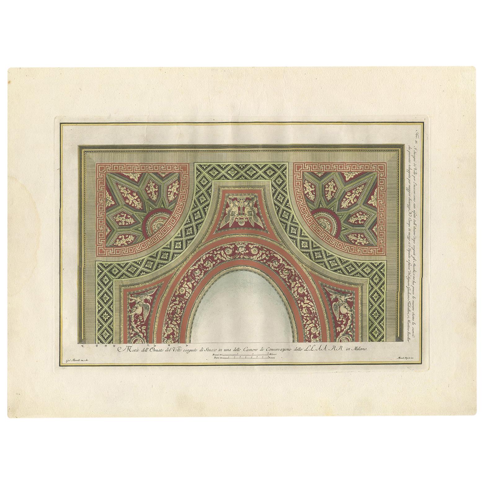 Antiker Architekturdruck mit Ornamenten „Tav. II“ von Albertolli