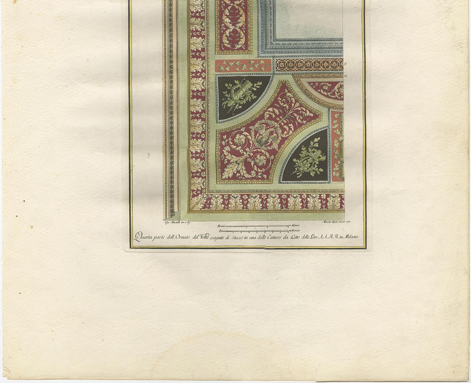 Antique Architecture Print of Ornaments 'Tav. IV' by Albertolli In Good Condition For Sale In Langweer, NL