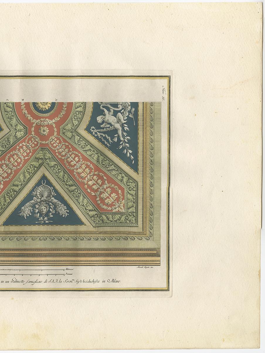 Antique Architecture Print of Ornaments ‘Tav. IX’ by Albertolli In Good Condition For Sale In Langweer, NL